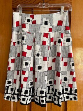 Neslay Geometric Printed A-Line Pleated Lined Skirt Woman's Medium
